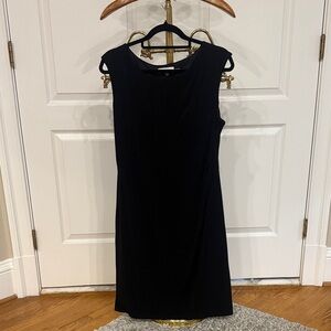 Calvin Klein Black Sheath Midi Dress Sleeveless Crew Neck